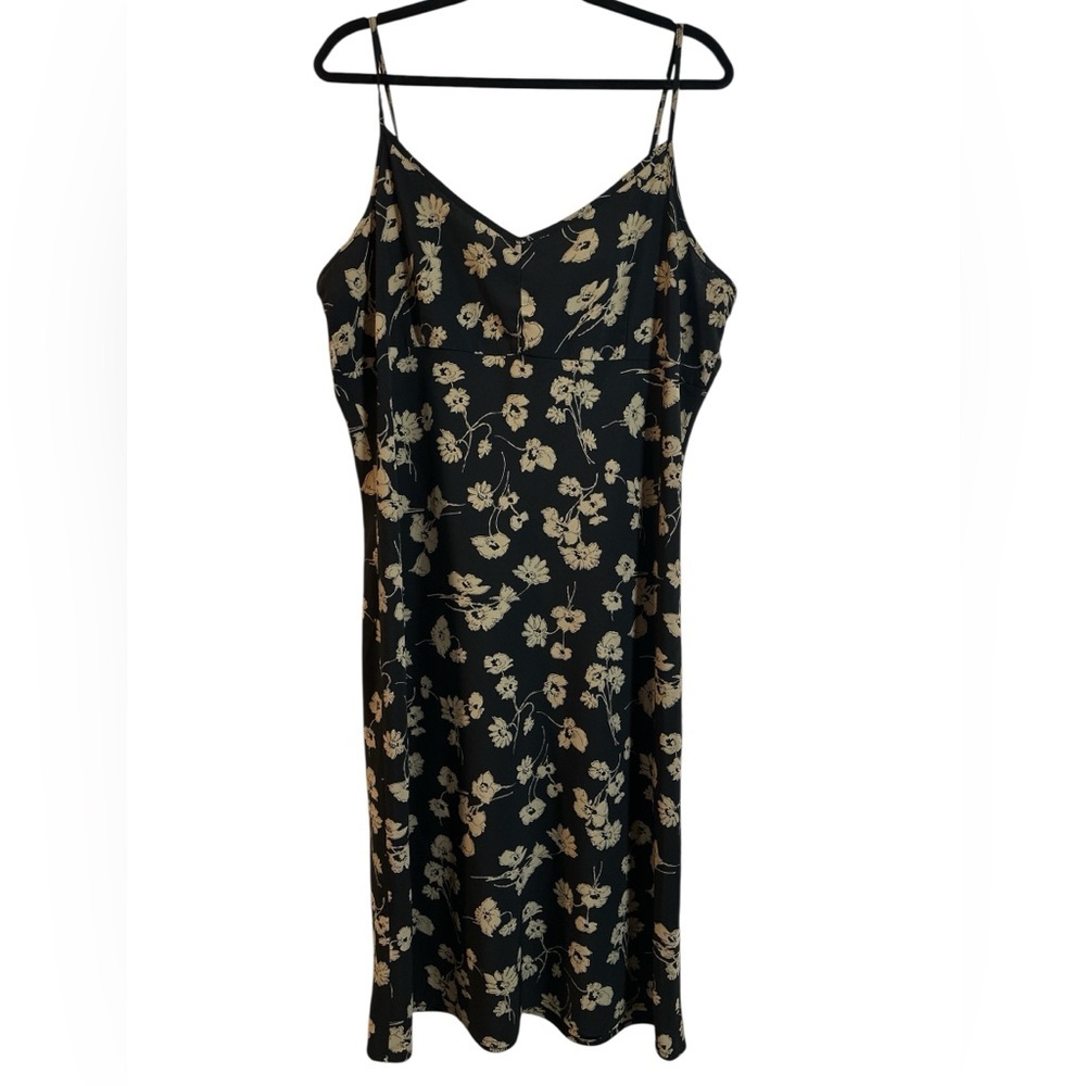 Old Navy Black Dress with Tan Floral Design